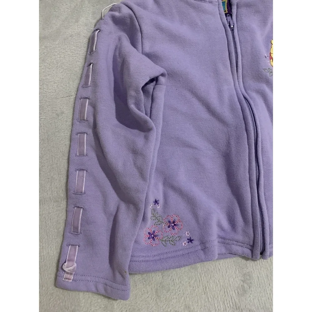 Vintage Disney Winnie The Pooh Girl Hundred Acre Zip Up Jacket Purple Size 6 Y2K